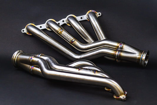 Z33/Z34/G35/G37 BMW E39 LS Swap Headers Stainless Steel Long Tube 1 7/8" Primaries with 3" Merge Collector and Complete V-band Clamp Assembly